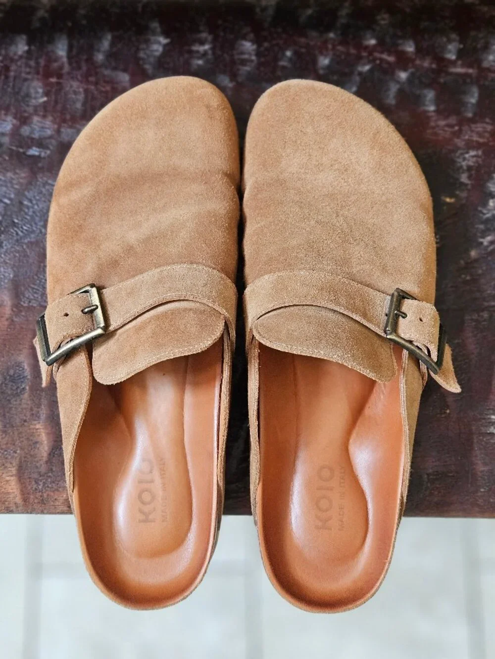 KOIO Men's Salerno Suede Clogs, Camel, Sz EU 45 / US 12
